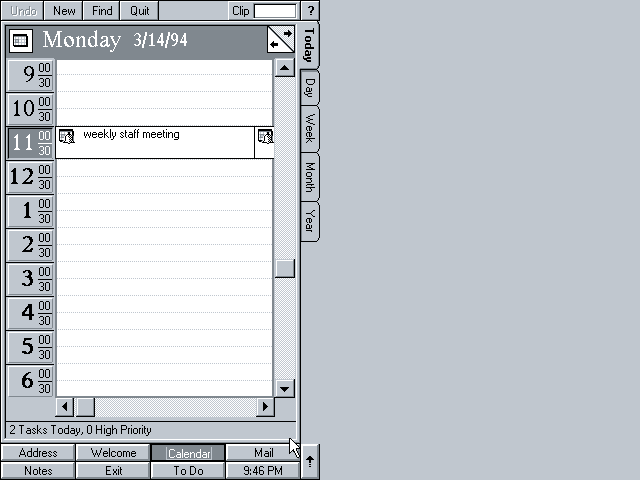 Microsoft WinPad 1.00.3203 - Calendar